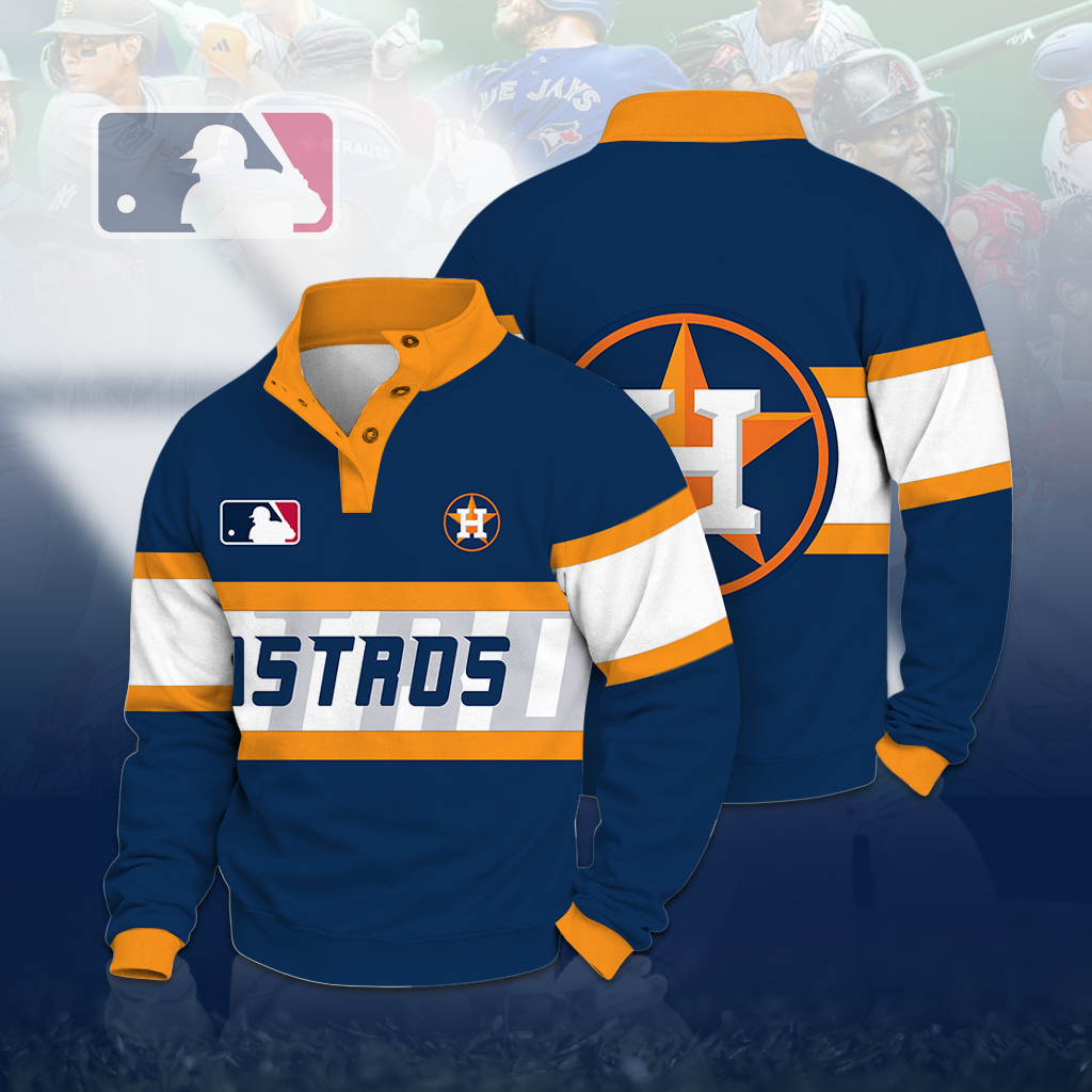 LIMITED EDITION - NEW CUSTOMIZED MLB10 HAS HOUSTON ASTROS BUTTON QUARTER PLACKET SWEATSHIRT