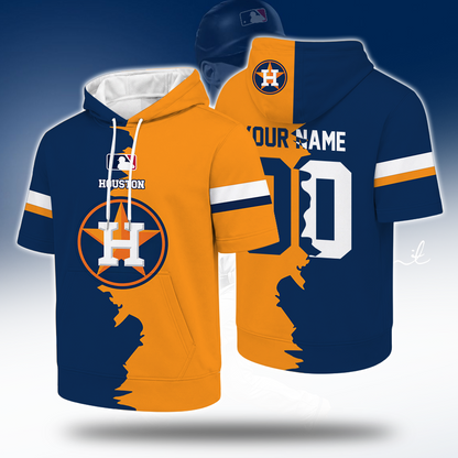 LIMITED EDITION - NEW CUSTOMIZED MLB10 HAS HOUSTON ASTROS SHORT SLEEVE HOODIE