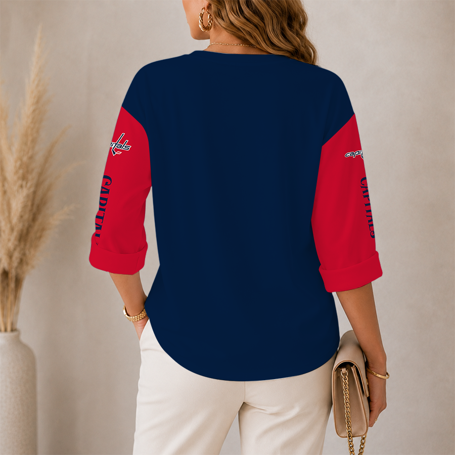 [SUPER SALE] NEW CUSTOMIZED NHL10 WCP WASHINGTON CAPITALS WOMEN'S HEART V-NECK LONG SLEEVE SHIRT