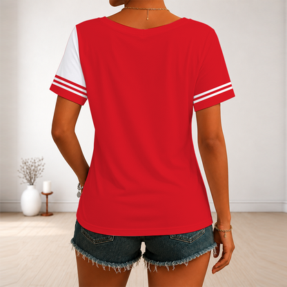 [SUPER SALE] NEW CUSTOMIZED NHL10 WCP WASHINGTON CAPITALS V-NECK FEMALE SHIRT