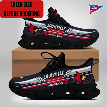ELITE EDITION - NEW CUSTOMIZED NCAA FBS10 ULC LOUISVILLE CARDINALS CLUNKY SNEAKERS