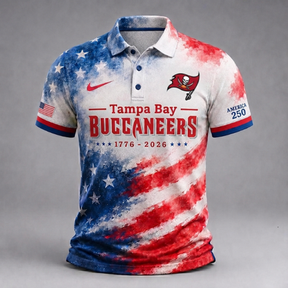 MEGA SALE - NEW CUSTOMIZED NFL10 TBB TAMPA BAY BUCCANEERS USA 250TH ANNIVERSARY POLO SHIRT, ZIP POLO SHIRT & T-SHIRTS
