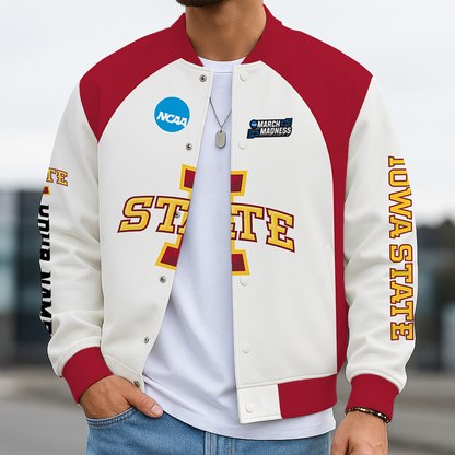 LIMITED EDITION - NEW CUSTOMIZED NCAA MAM10 ISC IOWA STATE CYCLONES BASEBALL JACKET, SATIN VARSITY JACKET