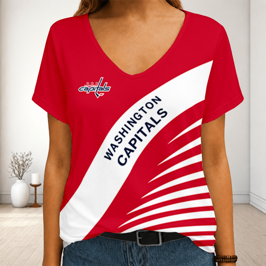 LIMITED EDITION - NEW CUSTOMIZED NHL10 WCP WASHINGTON CAPITALS V-NECK FEMALE SHIRT