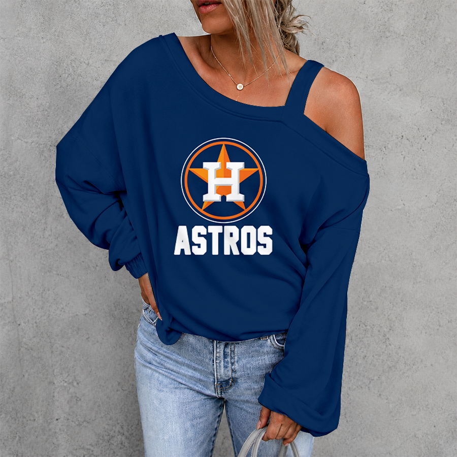 [FLASH SALE] NEW CUSTOMIZED MLB10 HAS HOUSTON ASTROS DROP SHOULDER SWEATSHIRT