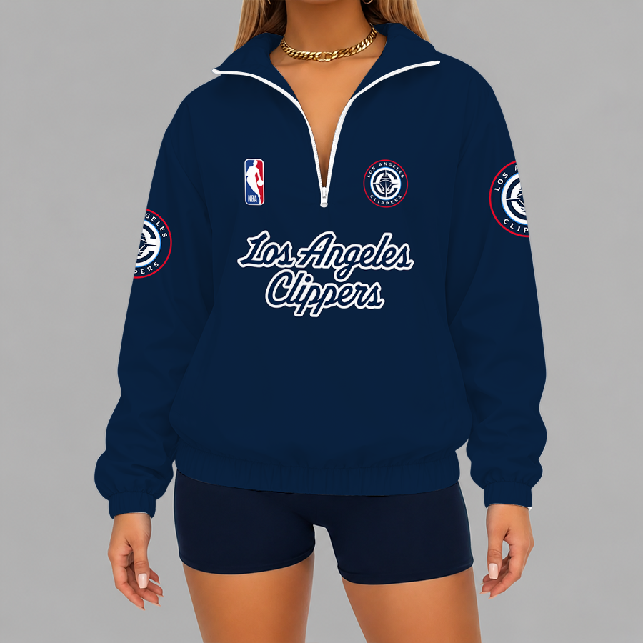 [HOT DEAL] NEW CUSTOMIZED NBA10 LCL LOS ANGELES CLIPPERS V-NECK ZIPPER SWEATSHIRT JACKET