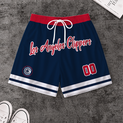 LIMITED EDITION - NEW CUSTOMIZED NBA10 LCL LOS ANGELES CLIPPERS SHORT PANTS
