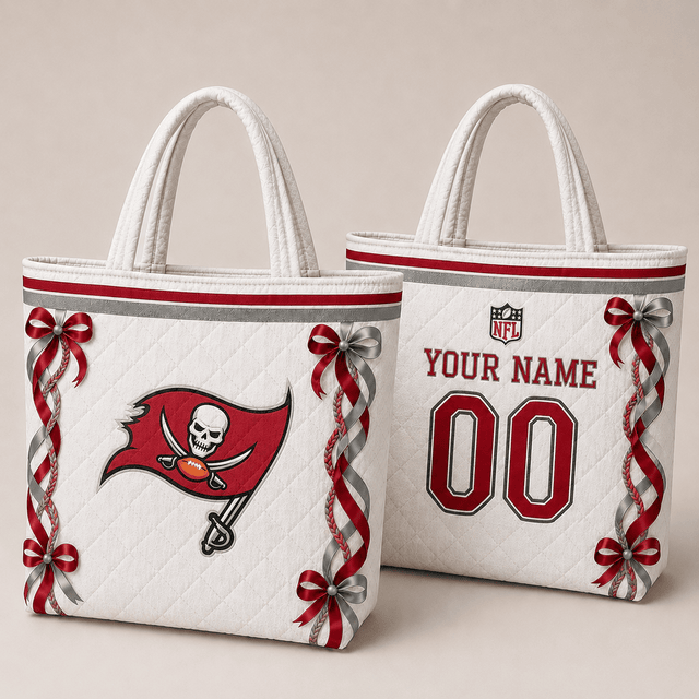 SPECIAL EDITION - NEW CUSTOMIZED NFL10 TBB TAMPA BAY BUCCANEERS QUILTED TOTE BAG