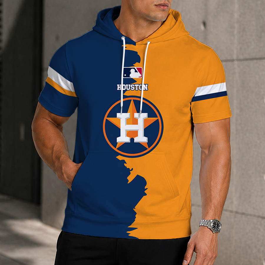 LIMITED EDITION - NEW CUSTOMIZED MLB10 HAS HOUSTON ASTROS SHORT SLEEVE HOODIE