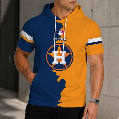 LIMITED EDITION - NEW CUSTOMIZED MLB10 HAS HOUSTON ASTROS SHORT SLEEVE HOODIE