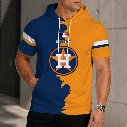 LIMITED EDITION - NEW CUSTOMIZED MLB10 HAS HOUSTON ASTROS SHORT SLEEVE HOODIE
