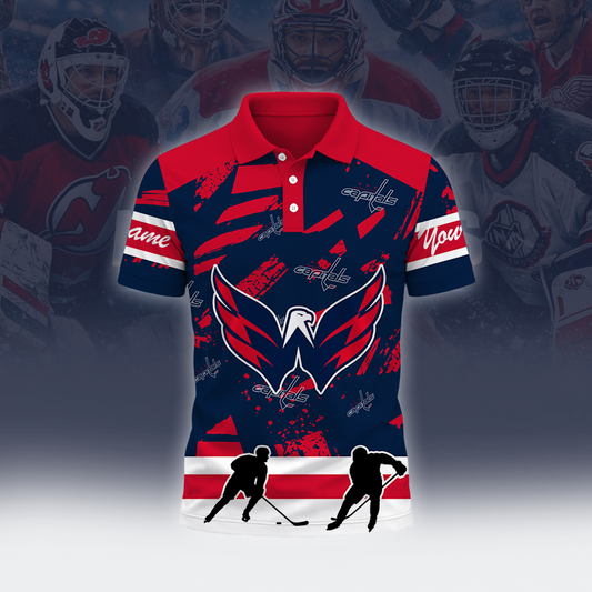 [SUPER SALE] NEW CUSTOMIZED NHL10 WCP WASHINGTON CAPITALS POLO SHIRT
