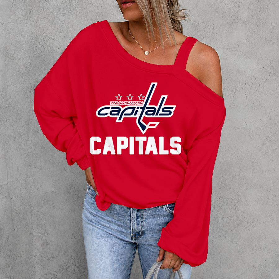 [SUPER SALE] NEW CUSTOMIZED NHL10 WCP WASHINGTON CAPITALS DROP SHOULDER SWEATSHIRT