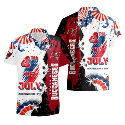 MEGA SALE - NEW CUSTOMIZED NFL10 TBB TAMPA BAY BUCCANEERS INDEPENDENCE DAY HAWAIIAN SHIRT