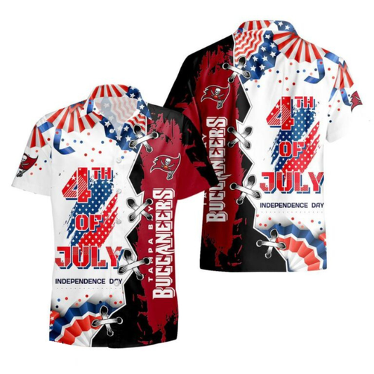 MEGA SALE - NEW CUSTOMIZED NFL10 TBB TAMPA BAY BUCCANEERS INDEPENDENCE DAY HAWAIIAN SHIRT