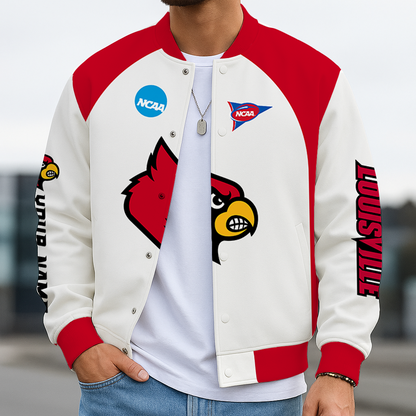 LIMITED EDITION - NEW CUSTOMIZED NCAA FBS10 ULC LOUISVILLE CARDINALS BASEBALL JACKET, SATIN VARSITY JACKET