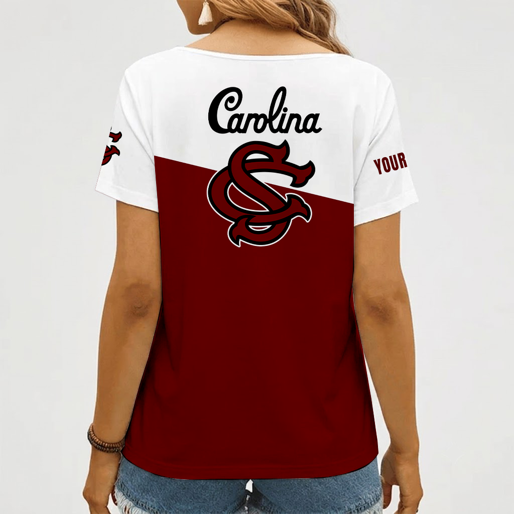 [FAN FAVORITE] NEW CUSTOMIZED NCAA CWS10 SCG SOUTH CAROLINA GAMECOCKS V-NECK FEMALE SHIRT