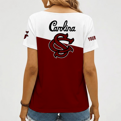 [FAN FAVORITE] NEW CUSTOMIZED NCAA CWS10 SCG SOUTH CAROLINA GAMECOCKS V-NECK FEMALE SHIRT