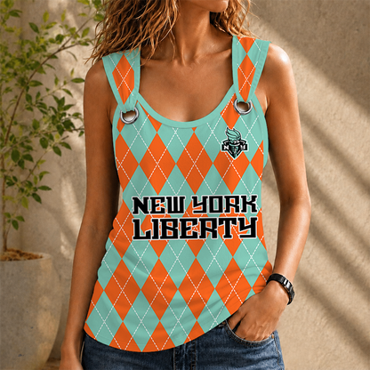 [FAN FAVORITE] NEW CUSTOMIZED WNBA10 NYL NEW YORK LIBERTY O-RING SHOULDER TANK TOP