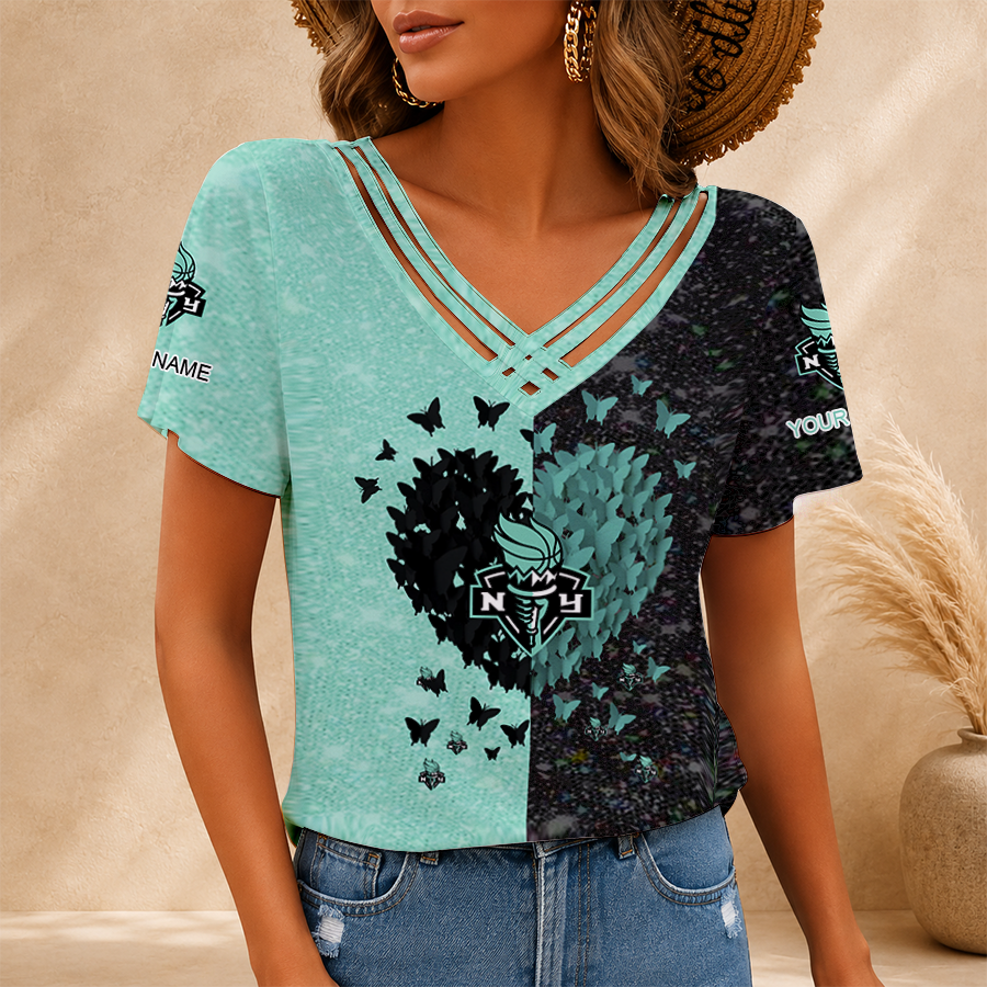 LIMITED EDITION - NEW CUSTOMIZED WNBA10 NYL NEW YORK LIBERTY V-NECK SHIRT