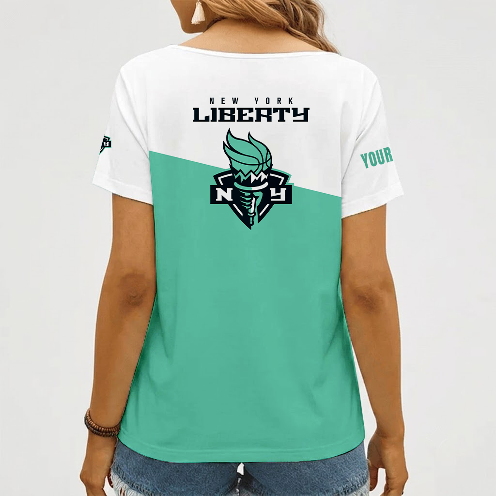 [FAN FAVORITE] NEW CUSTOMIZED WNBA10 NYL NEW YORK LIBERTY V-NECK FEMALE SHIRT