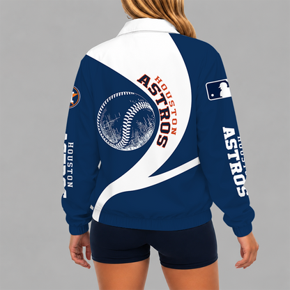 [FLASH SALE] NEW CUSTOMIZED MLB10 HAS HOUSTON ASTROS V-NECK ZIPPER SWEATSHIRT JACKET