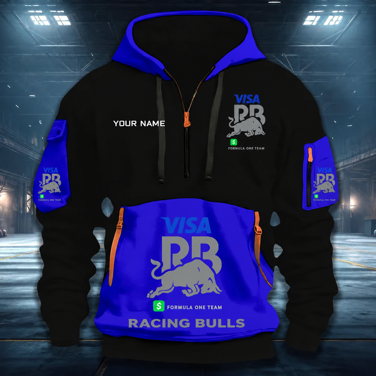 LIMITED RUN - NEW CUSTOMIZED F110 VCARB RACING BULLS QUARTER ZIP HOODIE