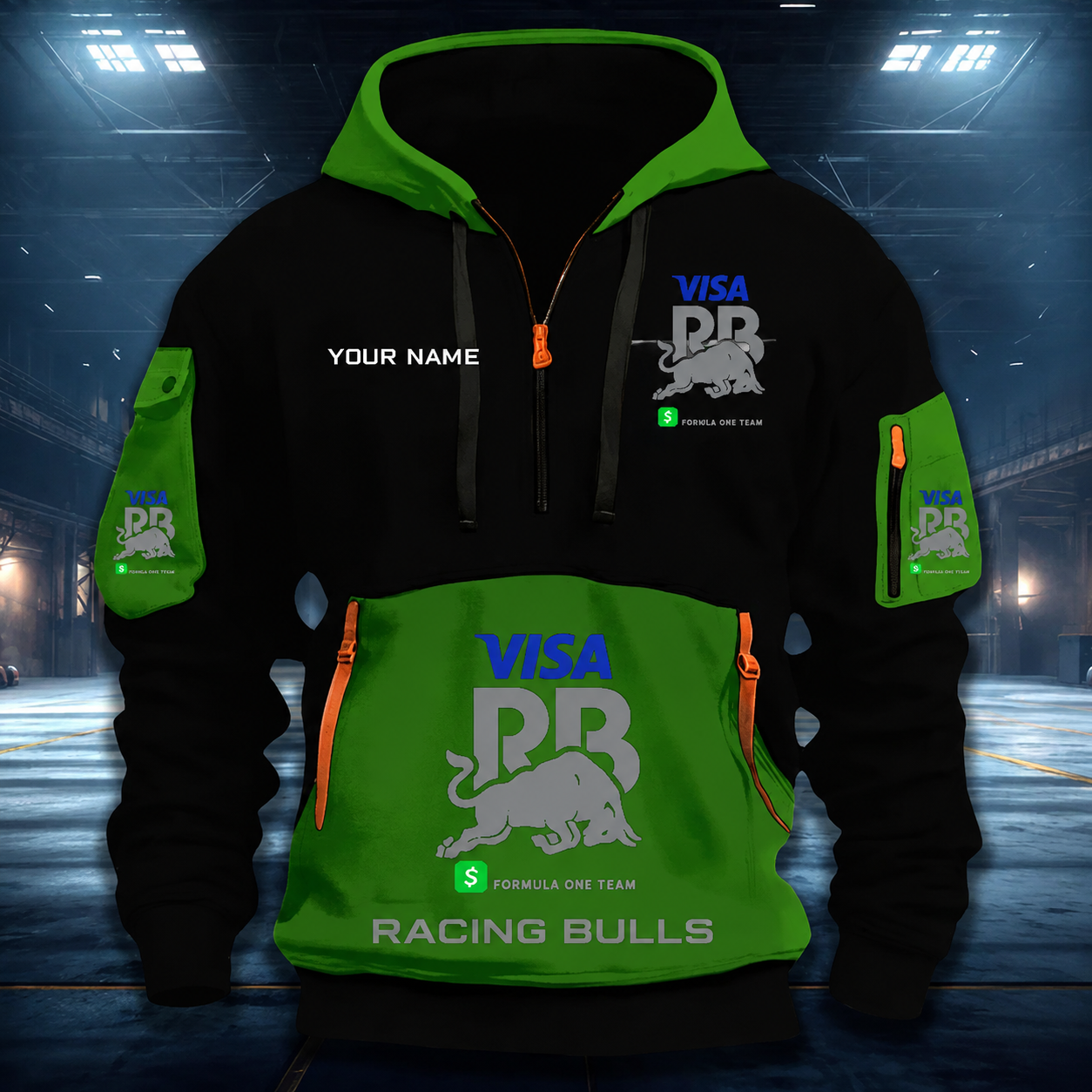 LIMITED RUN - NEW CUSTOMIZED F110 VCARB RACING BULLS QUARTER ZIP HOODIE