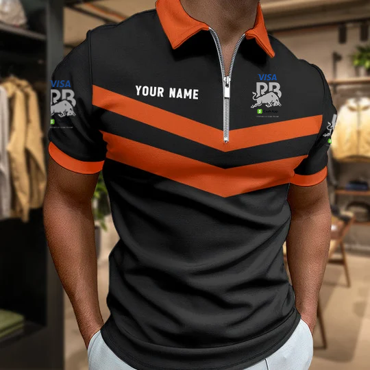 LIMITED EDITION - NEW CUSTOMIZED F110 VCARB RACING BULLS ZIP POLO SHIRT