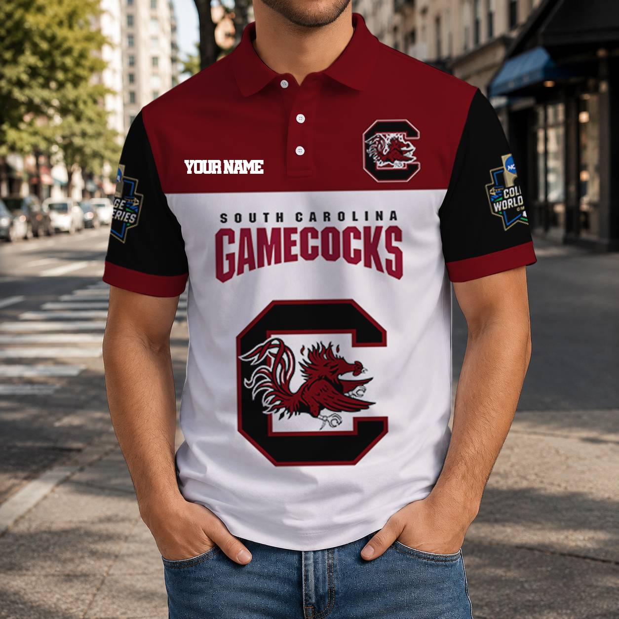 LIMITED EDITION - NEW CUSTOMIZED NCAA CWS10 SCG SOUTH CAROLINA GAMECOCKS T-SHIRT, POLO SHIRT, ZIP POLO SHIRT, SWEATSHIRT, HOODIE & ZIP HOODIE
