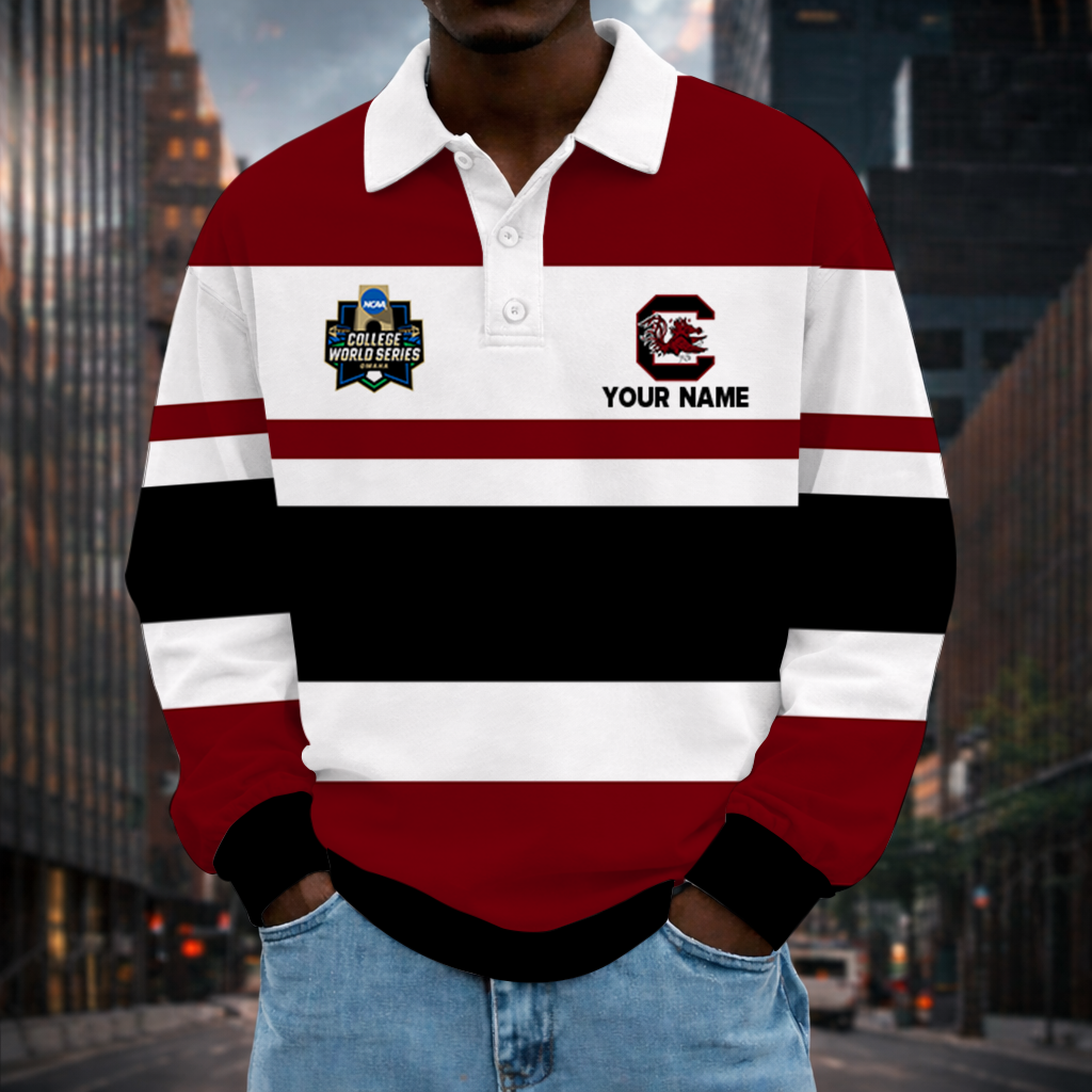 LIMITED EDITION - NEW CUSTOMIZED NCAA CWS10 SCG SOUTH CAROLINA GAMECOCKS UNISEX LONG SLEEVE POLO