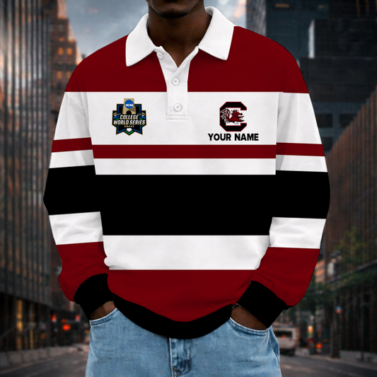 LIMITED EDITION - NEW CUSTOMIZED NCAA CWS10 SCG SOUTH CAROLINA GAMECOCKS UNISEX LONG SLEEVE POLO