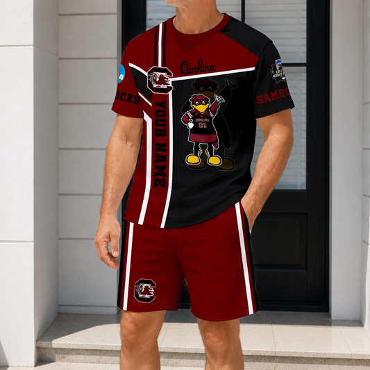 ELITE EDITION - NEW CUSTOMIZED NCAA CWS10 SCG SOUTH CAROLINA GAMECOCKS T-SHIRT & SHORT PANTS SET
