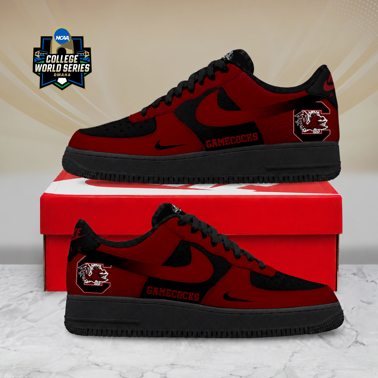 SPECIAL EDITION - NEW CUSTOMIZED NCAA CWS10 SCG SOUTH CAROLINA GAMECOCKS AF1 SHOES