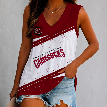 VIRAL EDITION - NEW CUSTOMIZED NCAA CWS10 SCG SOUTH CAROLINA GAMECOCKS WOMEN'S V-NECK TANK TOP