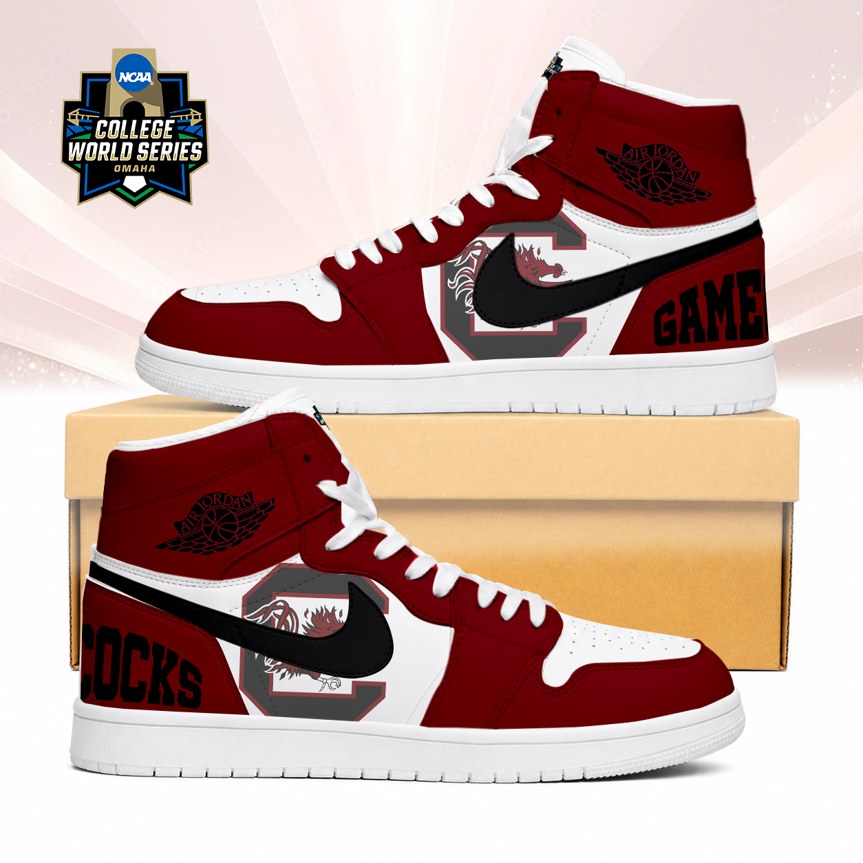 LIMITED EDITION - NEW CUSTOMIZED NCAA CWS10 SCG SOUTH CAROLINA GAMECOCKS AIR JORDAN SNEAKERS