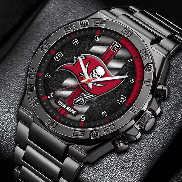LIMITED EDITION - NEW CUSTOMIZED NFL10 TBB TAMPA BAY BUCCANEERS LUXURY STAINLESS STEEL WATCH