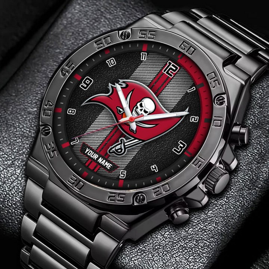 LIMITED EDITION - NEW CUSTOMIZED NFL10 TBB TAMPA BAY BUCCANEERS LUXURY STAINLESS STEEL WATCH