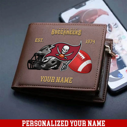 LIMITED EDITION - NEW CUSTOMIZED NFL10 TBB TAMPA BAY BUCCANEERS LEATHER WALLET