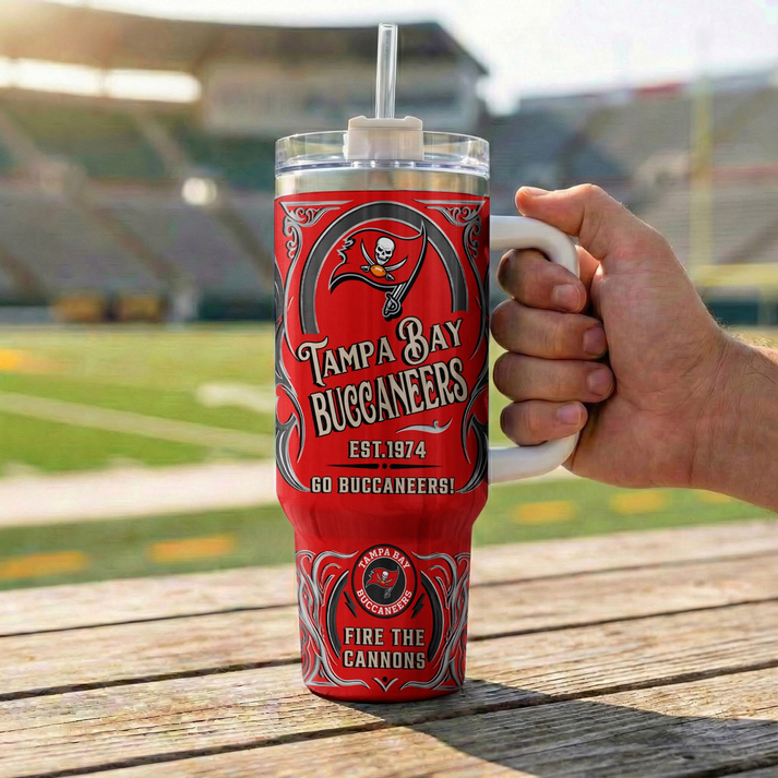 LIMITED EDITION - NEW CUSTOMIZED NFL10 TBB TAMPA BAY BUCCANEERS 40OZ TUMBLER