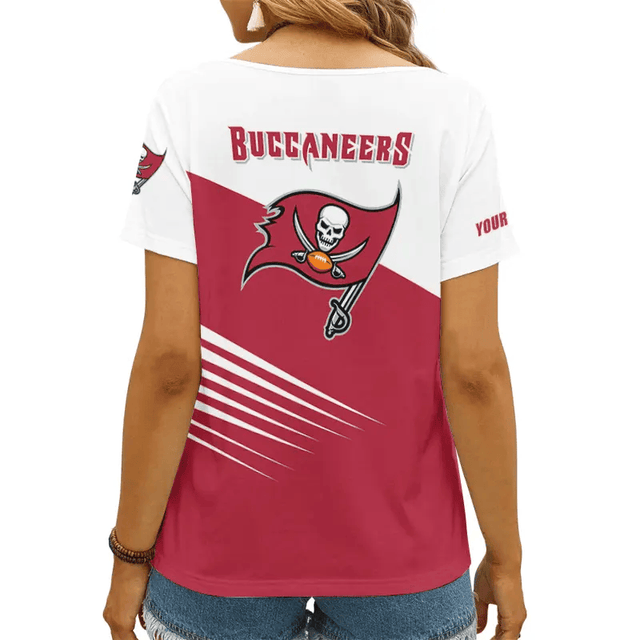 [SPECIAL OFFER] NEW CUSTOMIZED NFL10 TBB TAMPA BAY BUCCANEERS V-NECK FEMALE SHIRT