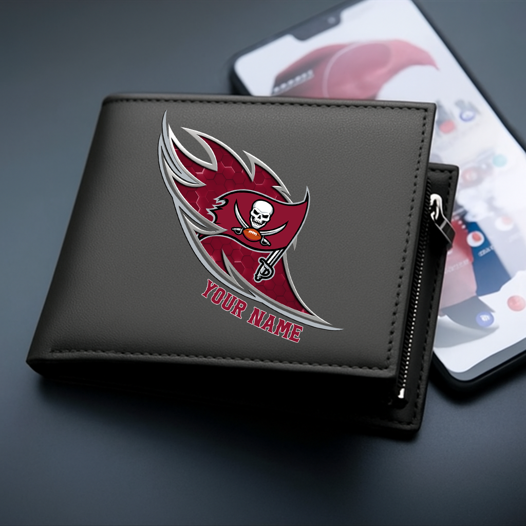 LIMITED EDITION - NEW CUSTOMIZED NFL10 TBB TAMPA BAY BUCCANEERS LEATHER WALLET