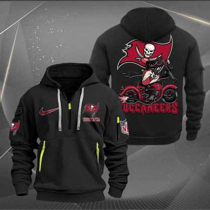 [SPECIAL OFFER] NEW CUSTOMIZED NFL10 TBB TAMPA BAY BUCCANEERS MUTICOLOR QUARTER ZIP HOODIE