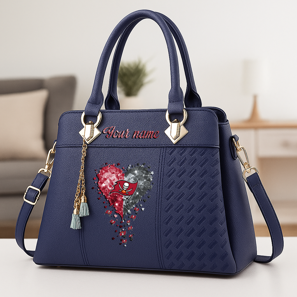 LIMITED EDITION - NEW CUSTOMIZED NFL10 TBB TAMPA BAY BUCCANEERS ZIP HANDBAG MULTICOLOR