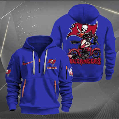 [SPECIAL OFFER] NEW CUSTOMIZED NFL10 TBB TAMPA BAY BUCCANEERS MUTICOLOR QUARTER ZIP HOODIE