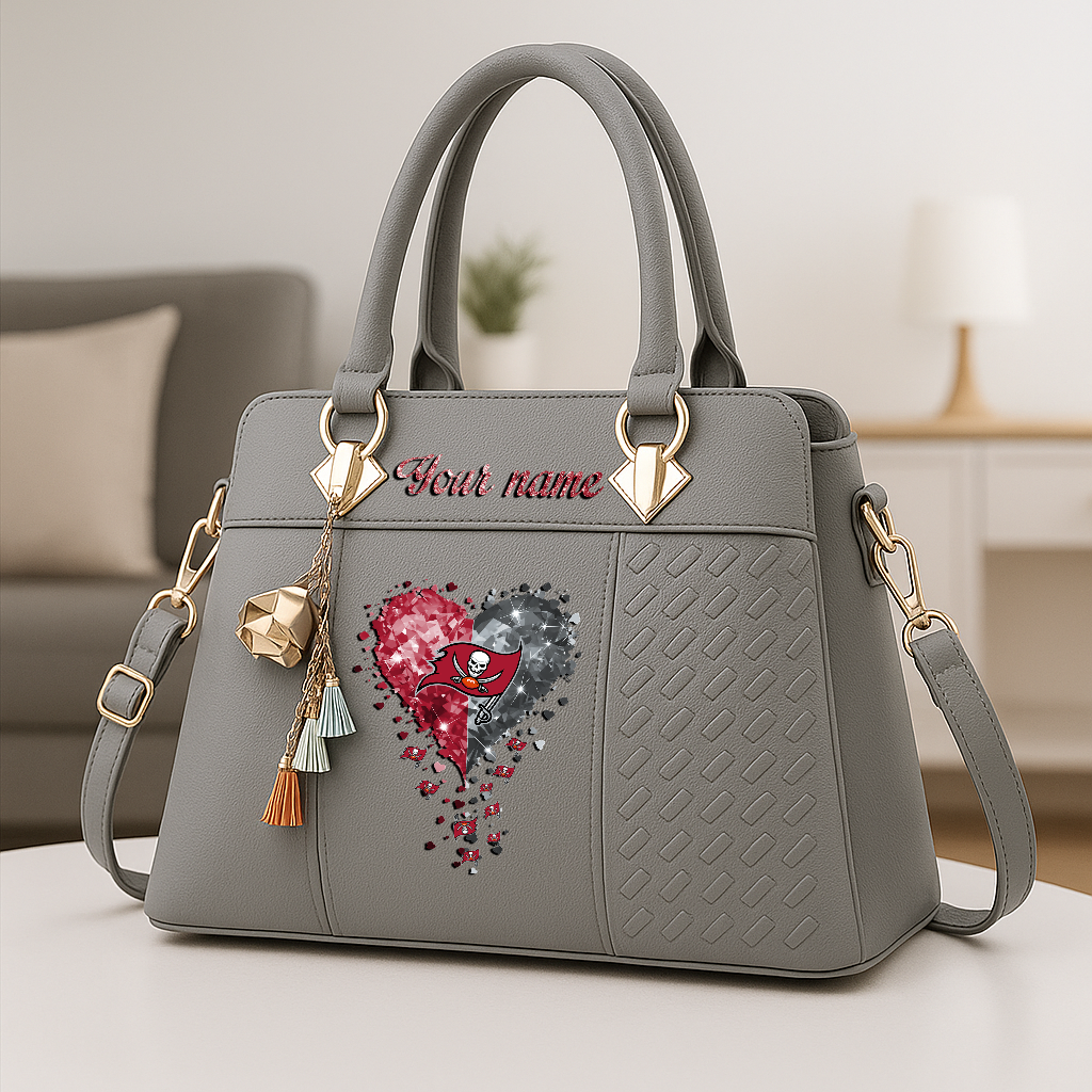 LIMITED EDITION - NEW CUSTOMIZED NFL10 TBB TAMPA BAY BUCCANEERS ZIP HANDBAG MULTICOLOR