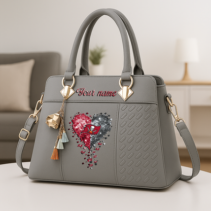 LIMITED EDITION - NEW CUSTOMIZED NFL10 TBB TAMPA BAY BUCCANEERS ZIP HANDBAG MULTICOLOR