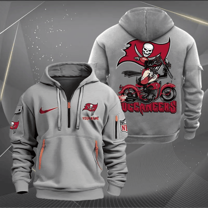[SPECIAL OFFER] NEW CUSTOMIZED NFL10 TBB TAMPA BAY BUCCANEERS MUTICOLOR QUARTER ZIP HOODIE