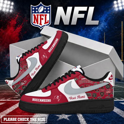 LIMITED EDITION - NEW CUSTOMIZED NFL10 TBB TAMPA BAY BUCCANEERS AF1 SHOES
