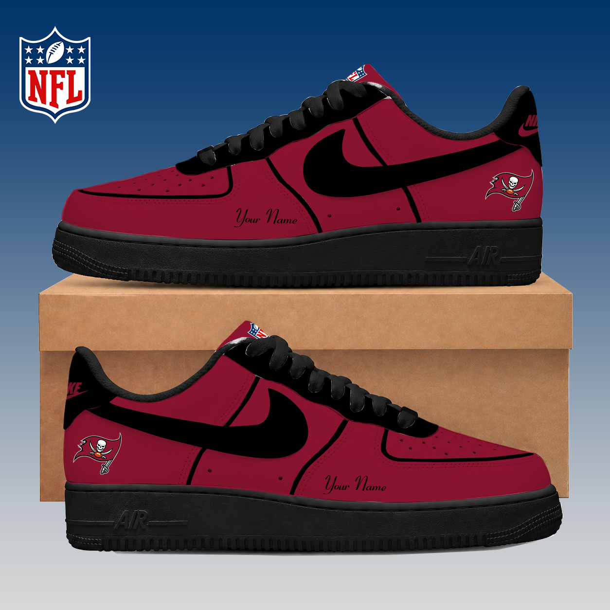 LIMITED EDITION - NEW CUSTOMIZED NFL10 TBB TAMPA BAY BUCCANEERS AF1 SNEAKERS
